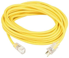 Southwire - 100', 10/3 Gauge/Conductors, Yellow Outdoor Extension Cord - 1 Receptacle, 15 Amps, 125 VAC, UL SJEOOW, NEMA 5-15P, 5-15R - Benchmark Tooling