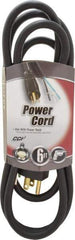 Southwire - 6', 16/3 Gauge/Conductors, Black Outdoor Replacement Cord - 1 Receptacle, 13 Amps, 125 VAC, UL SJEOOW, NEMA 5-15P - Benchmark Tooling