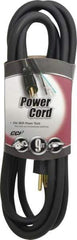 Southwire - 9', 14/3 Gauge/Conductors, Black Outdoor Replacement Cord - 1 Receptacle, 15 Amps, 125 VAC, UL SJEOOW, NEMA 5-15P - Benchmark Tooling