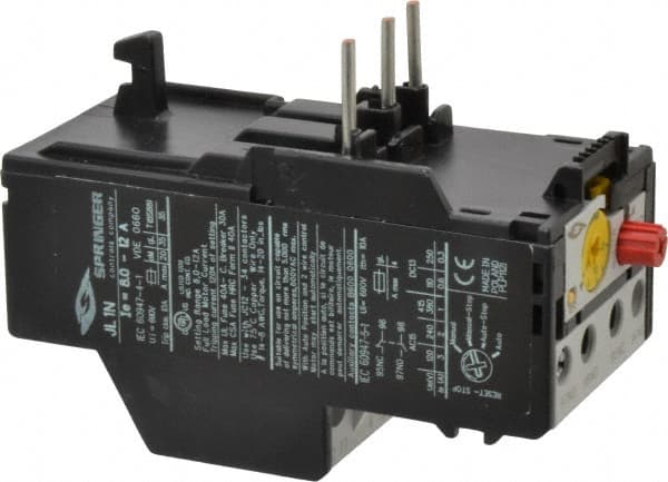Springer - 8 to 12 Amp, IEC Overload Relay - Trip Class 10, For Use with 9-32A JC Contactors - Benchmark Tooling