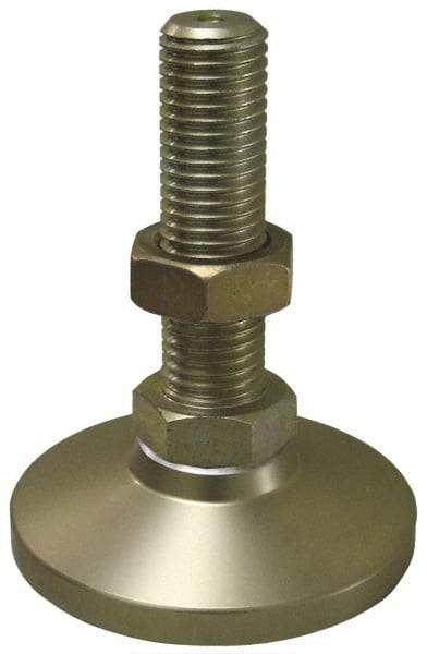 Gibraltar - 1/4-20 Bolt Thread, Studded Pivotal Stud Mount Leveling Pad & Mount - 1,000 Max Lb Capacity, 1" Base Diam - Benchmark Tooling