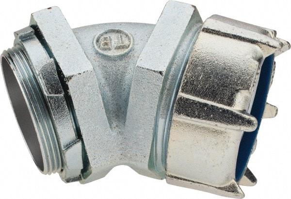 Thomas & Betts - 3" Trade, Malleable Iron Threaded Angled Liquidtight Conduit Connector - Noninsulated - Benchmark Tooling