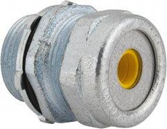 O-Z/Gedney - 0.1 to 0.2" Cable Capacity, Liquidtight, Straight Strain Relief Cord Grip - 5/8 NPT Thread, 1-1/4" Long, Iron - Benchmark Tooling