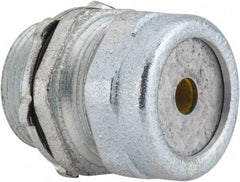 O-Z/Gedney - 0.2 to 0.3" Cable Capacity, Liquidtight, Straight Strain Relief Cord Grip - 5/8 NPT Thread, 1-1/4" Long, Iron - Benchmark Tooling