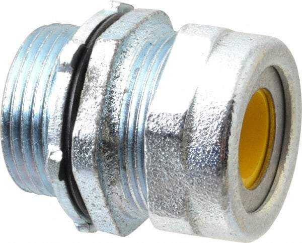 O-Z/Gedney - 1/2 to 0.6" Cable Capacity, Liquidtight, Straight Strain Relief Cord Grip - 1 NPT Thread, 1-1/4" Long, Iron - Benchmark Tooling