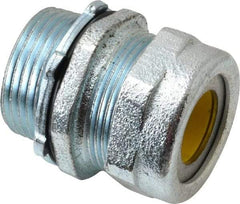 O-Z/Gedney - 0.6 to 0.7" Cable Capacity, Liquidtight, Straight Strain Relief Cord Grip - 1 NPT Thread, 1-1/4" Long, Iron - Benchmark Tooling