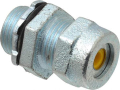 O-Z/Gedney - 0.1 to 0.2" Cable Capacity, Liquidtight, Straight Strain Relief Cord Grip - 1/2 NPT Thread, 1-1/8" Long, Iron - Benchmark Tooling