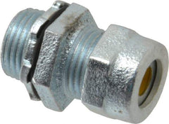 O-Z/Gedney - 0.2 to 0.3" Cable Capacity, Liquidtight, Straight Strain Relief Cord Grip - 1/2 NPT Thread, 1-1/8" Long, Iron - Benchmark Tooling