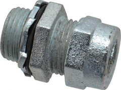 O-Z/Gedney - 0.4 to 1/2" Cable Capacity, Liquidtight, Straight Strain Relief Cord Grip - 1/2 NPT Thread, 1-3/16" Long, Iron - Benchmark Tooling