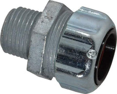 Thomas & Betts - 5/8 to 3/4" Cable Capacity, Liquidtight, Straight Strain Relief Cord Grip - 1/2 NPT Thread, 1-3/4" Long, Iron & Zinc - Benchmark Tooling