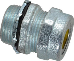 O-Z/Gedney - 0.4 to 1/2" Cable Capacity, Liquidtight, Straight Strain Relief Cord Grip - 3/4 NPT Thread, 1-3/16" Long, Iron - Benchmark Tooling