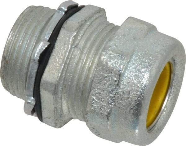 O-Z/Gedney - 1/2 to 0.6" Cable Capacity, Liquidtight, Straight Strain Relief Cord Grip - 3/4 NPT Thread, 1-3/16" Long, Iron - Benchmark Tooling