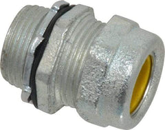 O-Z/Gedney - 1/2 to 0.6" Cable Capacity, Liquidtight, Straight Strain Relief Cord Grip - 3/4 NPT Thread, 1-3/16" Long, Iron - Benchmark Tooling