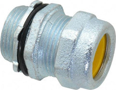 O-Z/Gedney - 0.6 to 0.7" Cable Capacity, Liquidtight, Straight Strain Relief Cord Grip - 3/4 NPT Thread, 1-3/16" Long, Iron - Benchmark Tooling