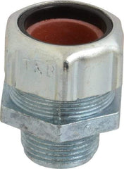 Thomas & Betts - 0.8 to 0.9" Cable Capacity, Liquidtight, Straight Strain Relief Cord Grip - 3/4 NPT Thread, 1-15/16" Long, Iron & Zinc - Benchmark Tooling