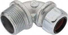 Thomas & Betts - 5/8 to 3/4" Cable Capacity, Liquidtight, Elbow Strain Relief Cord Grip - 1 NPT Thread, Iron - Benchmark Tooling