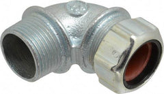Thomas & Betts - 3/4 to 7/8" Cable Capacity, Liquidtight, Elbow Strain Relief Cord Grip - 1 NPT Thread, Iron - Benchmark Tooling