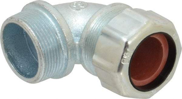 Thomas & Betts - 1 to 1-3/16" Cable Capacity, Liquidtight, Elbow Strain Relief Cord Grip - 1-1/2 NPT Thread, Iron - Benchmark Tooling