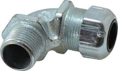 Thomas & Betts - 0.45 to 0.56" Cable Capacity, Liquidtight, Elbow Strain Relief Cord Grip - 1/2 NPT Thread, Iron - Benchmark Tooling