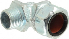Thomas & Betts - 5/8 to 3/4" Cable Capacity, Liquidtight, Elbow Strain Relief Cord Grip - 1/2 NPT Thread, Iron - Benchmark Tooling