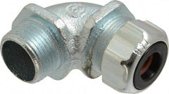 Thomas & Betts - 1/4 to 3/8" Cable Capacity, Liquidtight, Elbow Strain Relief Cord Grip - 3/4 NPT Thread, Iron - Benchmark Tooling