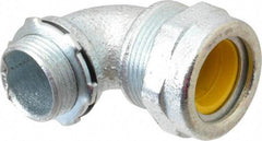 O-Z/Gedney - 0.7 to 0.8" Cable Capacity, Liquidtight, Elbow Strain Relief Cord Grip - 3/4 NPT Thread, Iron - Benchmark Tooling