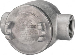 Thomas & Betts - (2) 1" Knockouts, Iron Round GUAC - 3-1/2" Overall Width x 2.31" Overall Depth - Benchmark Tooling