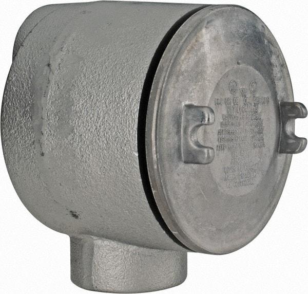 Thomas & Betts - (2) 2" Knockouts, Iron Round Junction Box - 5-3/4" Overall Width x 4.06" Overall Depth - Benchmark Tooling