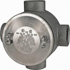 Thomas & Betts - (4) 1-1/2" Knockouts, Iron Round Junction Box - 5-3/4" Overall Width x 3.81" Overall Depth - Benchmark Tooling