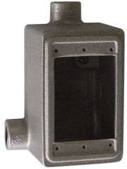 O-Z/Gedney - 1 Gang, 1/2" Knockouts, Iron Rectangle Device Box - Aluminum Enamel, Zinc Electroplated - Benchmark Tooling