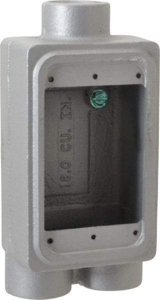 O-Z/Gedney - 1 Gang, 3/4" Knockouts, Iron Rectangle Device Box - Aluminum Enamel, Zinc Electroplated - Benchmark Tooling