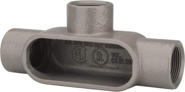 Hubbell Killark - Form 7, T Body, 1-1/4" Trade, IMC, Rigid Iron Conduit Body - Oval, 8 & 11-7/8" OAL, 20 cc Capacity, Gray, Hazardous & Wet Locations - Benchmark Tooling