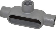 Hubbell Killark - Form 7, T Body, 1" Trade, IMC, Rigid Iron Conduit Body - Oval, 7-5/8" OAL, 11-1/2 cc Capacity, Gray, Hazardous & Wet Locations - Benchmark Tooling