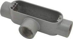 Hubbell Killark - Form 85, T Body, 1" Trade, IMC, Rigid Aluminum Conduit Body - Oval, 7-1/8" OAL, 12 cc Capacity, Hazardous & Wet Locations - Benchmark Tooling