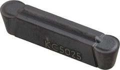 Kennametal - 0500M05R GMP Grade KC5025, 5mm Cutting Width Carbide Grooving Insert - 4.1mm Max Depth of Cut, Neutral, 0.0984" Corner Radius, TiAlN Finish - Benchmark Tooling