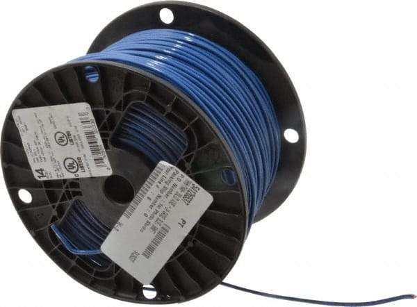 Southwire - THHN/THWN, 14 AWG, 15 Amp, 500' Long, Solid Core, 1 Strand Building Wire - Blue, Thermoplastic Insulation - Benchmark Tooling