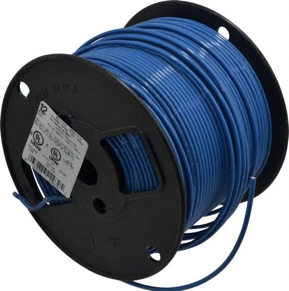 Southwire - THHN/THWN, 12 AWG, 20 Amp, 500' Long, Stranded Core, 19 Strand Building Wire - Blue, Thermoplastic Insulation - Benchmark Tooling