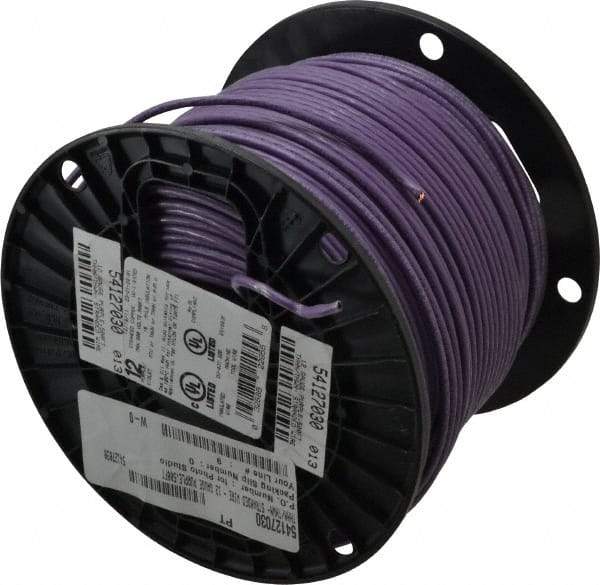 Southwire - THHN/THWN, 12 AWG, 20 Amp, 500' Long, Stranded Core, 19 Strand Building Wire - Purple, Thermoplastic Insulation - Benchmark Tooling