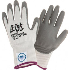 PIP - Size XS, ANSI Cut Lvl A4, Cut Resistant Gloves - Palm & Fingers Coated, White/Gray - Benchmark Tooling