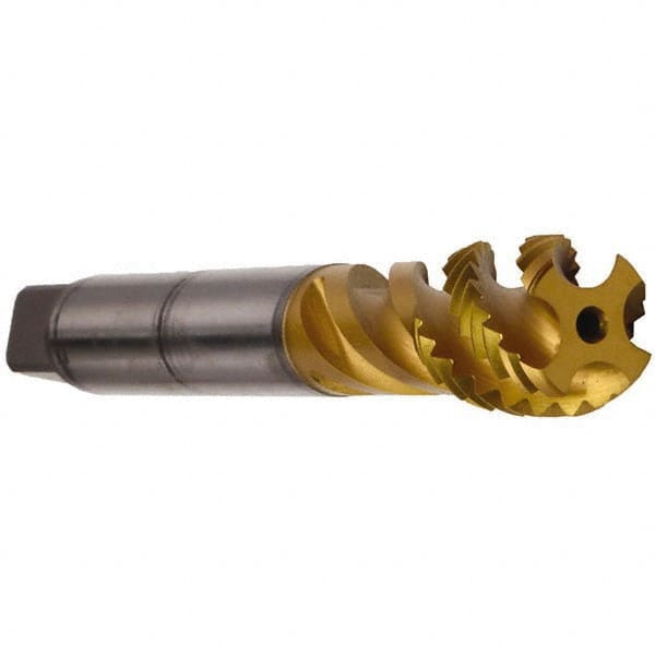 Emuge - M12x1.75 Metric 4 Flute 6H Bottoming Spiral Flute Tap - Cobalt, TiN Finish, 110mm OAL, Right Hand Flute, Right Hand Thread, Series Enorm - Benchmark Tooling