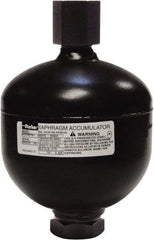 Parker - 120 Lb. Capacity, 3,620 psi Max Working Pressure, 9.88" High, Hydrin Diaphragm Accumulator - 6.14" Diam, 8 SAE Port Thread - Benchmark Tooling