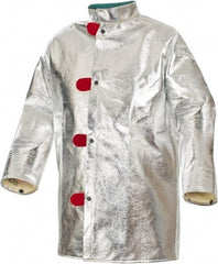 PRO-SAFE - Size L Aluminized Jacket - Silver, Yellow, Black, Aluminized & Kevlar, Snaps Closure, 44 to 46" Chest - Benchmark Tooling