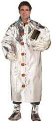 PRO-SAFE - Size 2XL Aluminized & Flame Resistant/Retardant Coat - Silver, Yellow, Black, Aluminized & Kevlar, Snaps Closure, 52 to 54" Chest - Benchmark Tooling