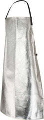 PRO-SAFE - 24 x 39" Aluminized Bib Apron - Aluminized Blended Kevlar, 19 oz Material, Silver & Yellow - Benchmark Tooling