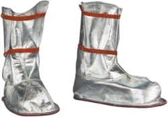 PRO-SAFE - Men's 9-12 Aluminized Overboots - 12" High, Plain Toe, Nonslip Sole, Aluminized Carbon Kevlar Upper, Silver - Benchmark Tooling