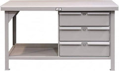 Strong Hold - 72 Wide x 36" Deep x 34" High, ABS Work Table - Flat Top, Angle Legs, Dark Gray - Benchmark Tooling