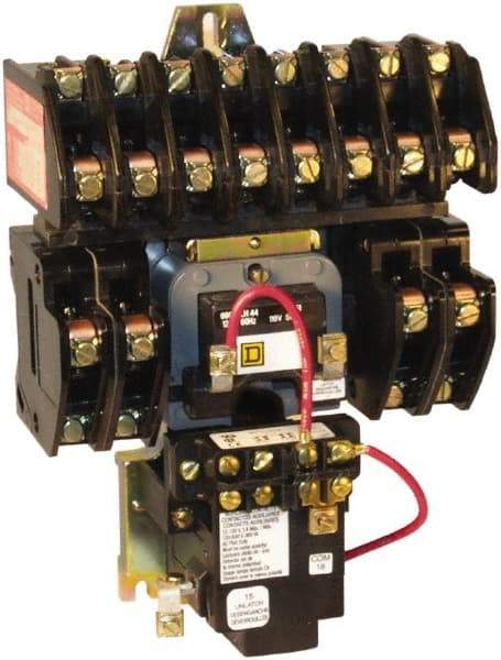 Square D - No Enclosure, 8 Pole, Mechanically Held Lighting Contactor - 20 A (Tungsten), 30 A (Fluorescent), 110 VAC at 50 Hz, 120 VAC at 60 Hz, 8NO Contact Configuration - Benchmark Tooling