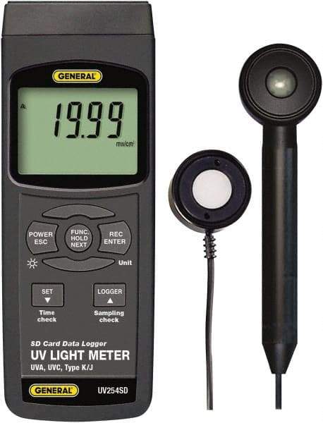 General - 9 Volt Battery, LCD Display, Light Meter - 4 Accuracy, Compatible with UVA, UVC Lighting, SD Card - Benchmark Tooling