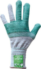 Ansell - Size S (7), ANSI Cut Lvl 4, Abrasion Lvl 4, Dyneema Diamond HPPE liner Cut Resistant Gloves - 12" Long, Knit Wrist, Gray/Green, Ambidextrous - Benchmark Tooling
