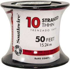 Southwire - THHN/THWN, 10 AWG, 30 Amp, 100' Long, Stranded Core, 19 Strand Building Wire - Red, Thermoplastic Insulation - Benchmark Tooling